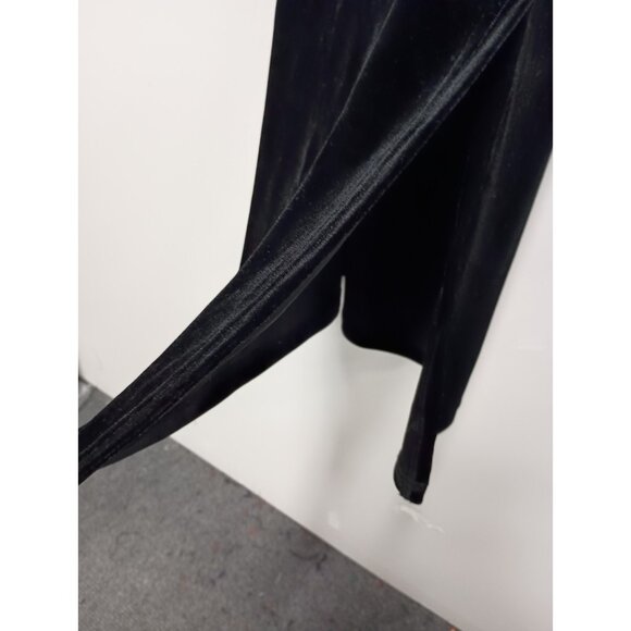 VTG Y2K Express Tricot Womens Maxi Skirt Large Black Velvet Side Slit Whimsygoth - Picture 3 of 7